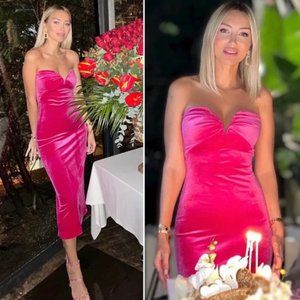 EUC Zara Velvet Strapless Midi Dress XS